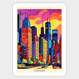 fauvism art of chicago city usa 2 Sticker